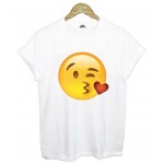 Brand New Women Tshirt Emoji Smile Print Cotton Casual Funny Shirt For Lady White Top Tee Hipster Big Size ZT203-14