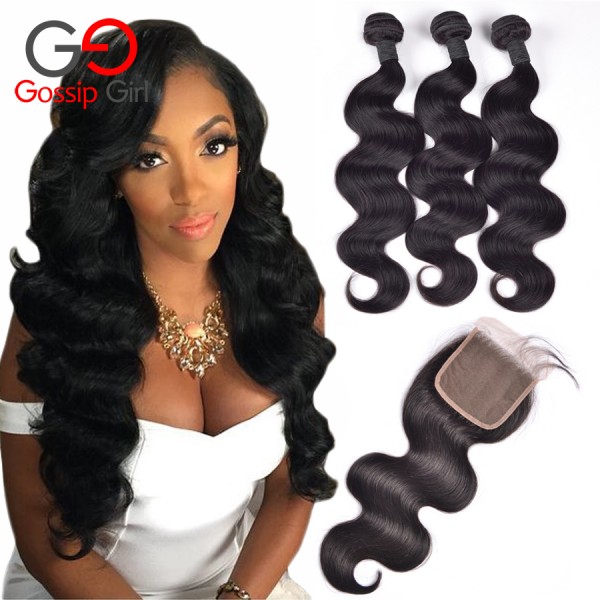 Brazilian Body Wave With Closure 3 Bundles With Closure 7A Brazilian Virgin Hair With Closure Human Hair Extensions With Closure