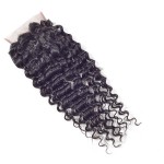 Brazilian Deep Curly Closure Brazilian Virgin Hair Closure 8"-24" Human Hair Closure Middle/Free/Three Part 4x4 Swiss Closure