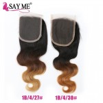 Brazilian Lace Closure 8A Ombre Brazilian Body Wave Closure 4*4 Human Hair Virgin Brazilian Lace Closure 1B 4 27 Good Quality 