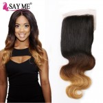 Brazilian Lace Closure 8A Ombre Brazilian Body Wave Closure 4*4 Human Hair Virgin Brazilian Lace Closure 1B 4 27 Good Quality 