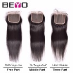 Brazilian Virgin Hair Straight With Closure Human Hair Weave 3 Bundles With Lace Closure Brazilian Straight Hair With Closure