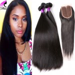 Brazilian Virgin Hair With Closure Brazilian Virgin Hair Straight With Closure 3 Bundles With Closure Human Hair With Closure