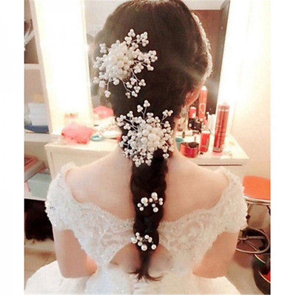 Bridal Pearl Crystal Rhiestone Hair Clip Bridesmaid Jewelry Pearl Diamante Hairpin Hairgrip Accessories