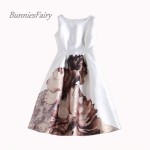 BunniesFairy 2017 Spring Summer New Women Simple Elegant Style Retro Painting Flower Print Flare Dress to Impress Plus Size XXXL