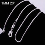 C008 Cheap Hot 1MM Thin Top quality 925 stamped silver plated Snake Chain Jewelry Findings 16"18"20"22"24" Wholesale price