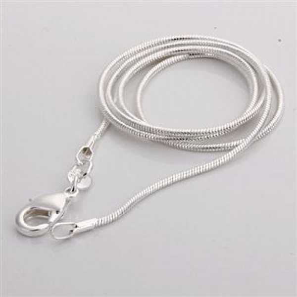 C008 Cheap Hot 1MM Thin Top quality 925 stamped silver plated Snake Chain Jewelry Findings 16"18"20"22"24" Wholesale price