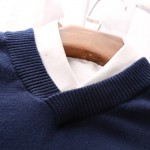 CAIZIYIJIA 2017 Spring Men's Pullover V-Neck Sweatshirt Long Sleeve Pure Cotton Comfort Soft Stretchy Knitted Bottom Shirt