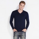 CAIZIYIJIA 2017 Spring Men's Pullover V-Neck Sweatshirt Long Sleeve Pure Cotton Comfort Soft Stretchy Knitted Bottom Shirt