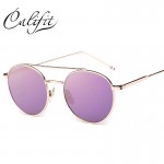 CALIFIT Ladies Pink Mirror Round Sunglasses Women  Luxury Brand Designer Lunette 2017 New Sun glasses For Women UV400 Lens Shade