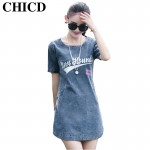 CHICD 2017 Plus Size 5XL print Jeans Sundress Women Casual Denim Dress vestidos feminina Summer Style vintage Party Dresses D57