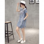 CHICD Summer Women Sundress Retro Vintage Embroidery Soft Jeans Denim Dress O-Neck Mini Casual Plus Size Vestidos Femininos XD56