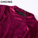 CHICING High Street Women 2017 Velvet Elastic Bling Bling Midi Dress Female Casual Fall Autumn Basic Dress Vestidos A1609028