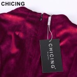 CHICING High Street Women 2017 Velvet Elastic Bling Bling Midi Dress Female Casual Fall Autumn Basic Dress Vestidos A1609028