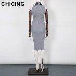 CHICING Turtleneck Totem Bandage Knitted Off Shoulder Dresses 2017 Women Spring Casual Basic Bodycon Wrap Sweater Dress A1608043