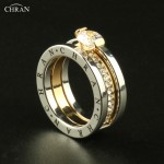 CHRAN Elegant Austrian Crystal Gold Color Brand Jewelry Wholesale Classical Pave Band Zircon Engagement Rings For Women