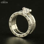 CHRAN Elegant Austrian Crystal Gold Color Brand Jewelry Wholesale Classical Pave Band Zircon Engagement Rings For Women