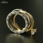 CHRAN Elegant Austrian Crystal Gold Color Brand Jewelry Wholesale Classical Pave Band Zircon Engagement Rings For Women