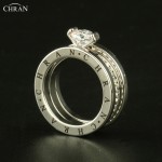 CHRAN Elegant Austrian Crystal Gold Color Brand Jewelry Wholesale Classical Pave Band Zircon Engagement Rings For Women