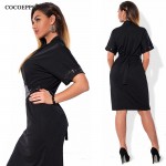 COCOEPPS Fashion casual Sequins women dresses big sizes Turtleneck Dress plus size women clothing 5xl 6xl Short sleeve dress 