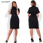 COCOEPPS Fashion casual Sequins women dresses big sizes Turtleneck Dress plus size women clothing 5xl 6xl Short sleeve dress 