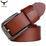 COWATHER Vintage style pin buckle cow genuine leather belts for men 130cm high quality mens belt cinturones hombre free shipping