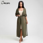 CWLSP  Red Trench Coat Womens Spring Summer Chiffon Trench Cardigan 2017 Female Notch Neck Casual Coat long duster coat QZ1793