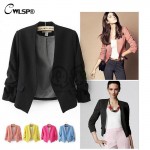 CWLSP 2016 New Autumn short jackets Candy Color Women outwear Spring Slim Short Design Suit Coat S/M/L/XL Free Shipping LD0606