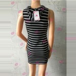 CWLSP Summer dress Women Sleeveless Hooded Striped Pockets Dress 2018 Straight Sexy Mini Vestidos Femme Pencil Dress QL2126