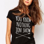 CWLSP Women T-shirt You Know Nothing Jon Snow Printed T shirt 2017 Summer Games Of Thrones Women T Shirt Camisetas Mujer QA927