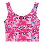 Cartoon Tank Top Women Fashion Crop Tops Graphic Print My Little Pony/Puppy/Fawn/ Sexy Red Lips ShortTopjes