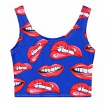 Cartoon Tank Top Women Fashion Crop Tops Graphic Print My Little Pony/Puppy/Fawn/ Sexy Red Lips ShortTopjes