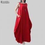 Casual Retro Solid Summer Dress 2017 Women Elegant Loose Sleeveless O Neck Dress Cotton Linen Long Maxi Dress Vestidos Plus Size