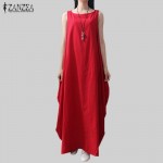 Casual Retro Solid Summer Dress 2017 Women Elegant Loose Sleeveless O Neck Dress Cotton Linen Long Maxi Dress Vestidos Plus Size