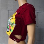 Casual Sexy Hole Female T-Shirt New GUNS N ROSES Print Crop Top T Shirt Cropped Tops Hollow Out Short Sleeve Tee Shirt Women