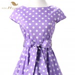 Celebrity-inspired Women Elegant Vintage Retro Polka Dot Dress Purple Lilac Cap Sleeve Plus Size Summer Dress Feminino Vestidos