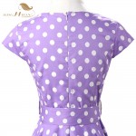 Celebrity-inspired Women Elegant Vintage Retro Polka Dot Dress Purple Lilac Cap Sleeve Plus Size Summer Dress Feminino Vestidos