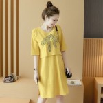 Chafferer Plus Cozy Clothes for Pregnant Women Summer Cotton Pregnancy Dress 2018 Summer Fresh Maternity Dresses Clothing Yellow