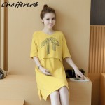 Chafferer Plus Cozy Clothes for Pregnant Women Summer Cotton Pregnancy Dress 2018 Summer Fresh Maternity Dresses Clothing Yellow