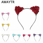 Children Girls Flower Cat Ears 2017 New Cute Hair Accessories Headwear Boho Style Children Cat Ears Hairband Headband for Party