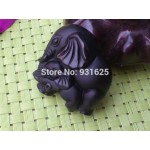 Chinese Handwork Natural Black Obsidian Carved Mother Baby Cute Elephant Amulet Lucky Pendant Necklace Fashion Jewelry