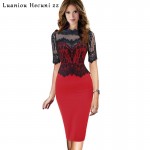 Chu Ni 2018 New Summer Dress Women Sexy Floral Lace Peplum Patchwork Half Sleeve See Through Evening Party Pencil Dress M036