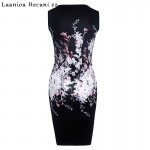 Chu Ni 2018 Summer Floral Print Bodycon Dresses Vintage O Neck Sleeveless Fashion Sexy Fitness Pencil Sheath Vestidos Femme L056