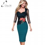 Chu Ni 5XL Dress 2017 Women Embroidery Floral See Through Dresses Lace Party Evening Bridemaid Mother of Bride Casual Dress N086