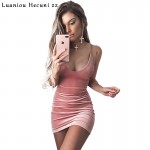 Chu Ni Lace Up Velvet Dress Women Backless Short Party Sexy Dress Pencil Skater Bodycon Dress Evening Retro Vestidos L072