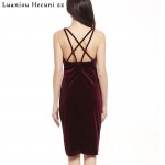 Chu Ni New Sexy Deep V Bandage Dress Women Summer Style Back Strappy Velvet Backless Dress Nightclub Wear Vestidos Femme L071