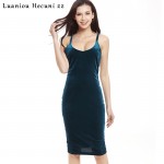 Chu Ni New Sexy Deep V Bandage Dress Women Summer Style Back Strappy Velvet Backless Dress Nightclub Wear Vestidos Femme L071