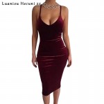 Chu Ni New Sexy Deep V Bandage Dress Women Summer Style Back Strappy Velvet Backless Dress Nightclub Wear Vestidos Femme L071