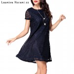 Chu Ni Plus Size 2018 Women Casual Lace Princess Dresses Solid Short Sleeve O-Neck Party Loose A Line Short Mini Dress L033