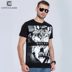 City mens t-shirt tops tees fitness hip hop men cotton tshirts homme camisetas t shirt brand clothing animal wolf off white 2023